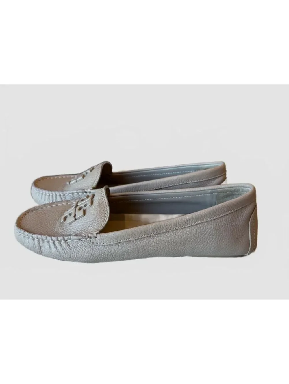 Tory Burch Lowell Tumbled Leather Drivers Loafers Tan Size 8.5